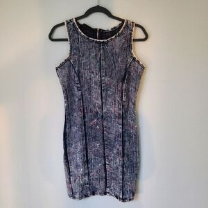 Dazl Stonewash Grunge Paint Splatter Sleeveless Mini Dress